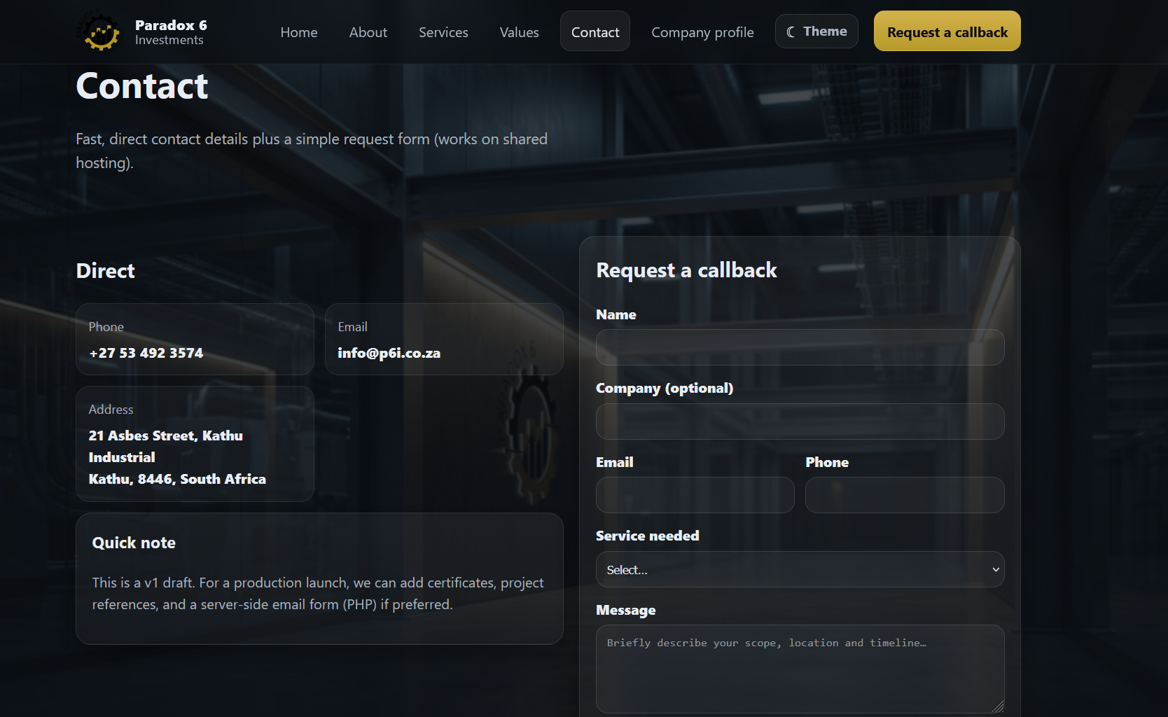 Website Project screenshot